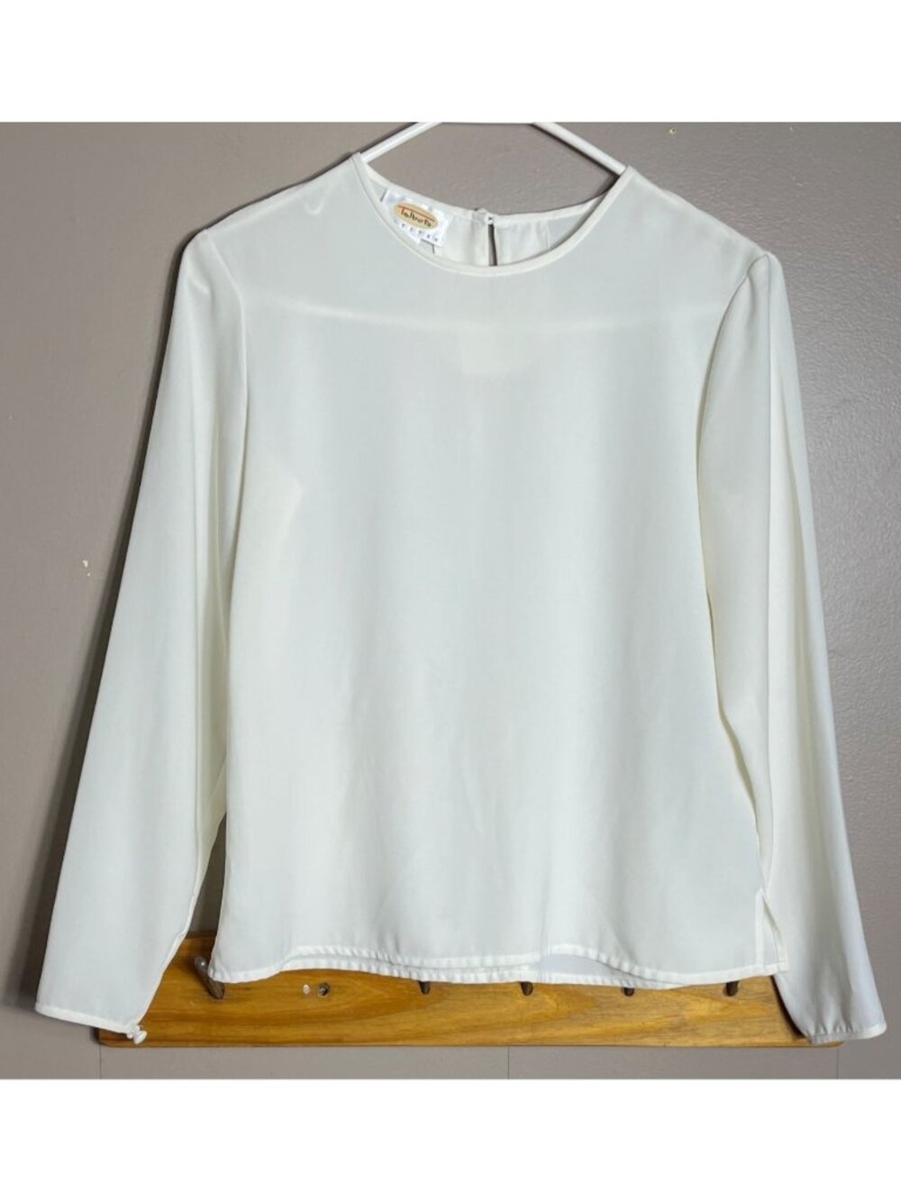 Talbots Ivory Blouse Minimalist Capsule Layering Office Preppy Basic Crepe Wom 2